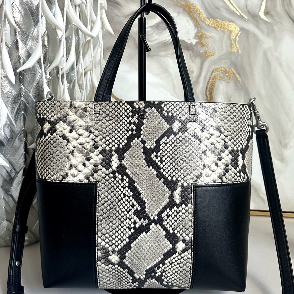 Like New Burch Block-T Mini Snake Embossed Tote